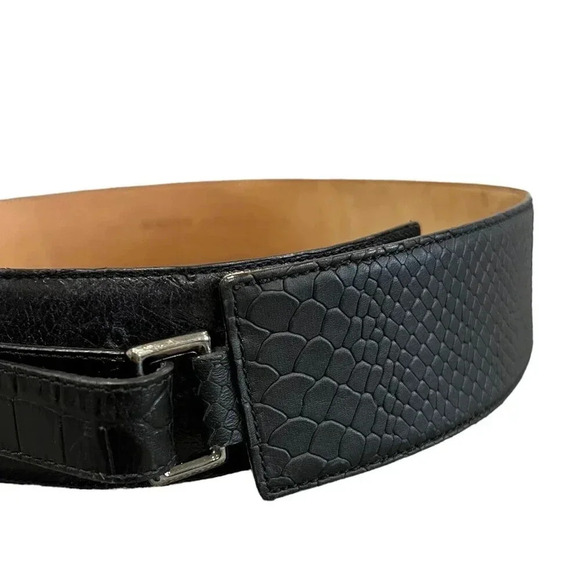 Worth New York Black Embossed Patchwork Leather Belt L main image 5